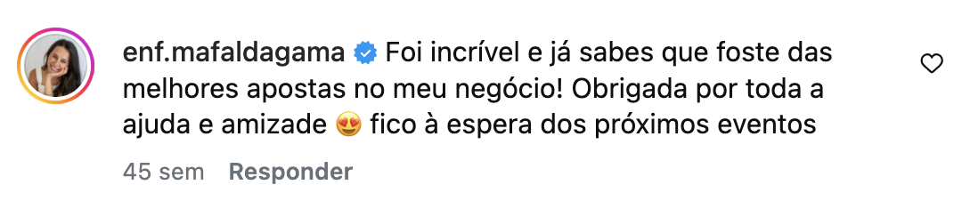 Testemunho de enf.mafaldagama no Instagram