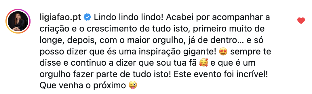 Testemunho de ligiafao.pt no Instagram